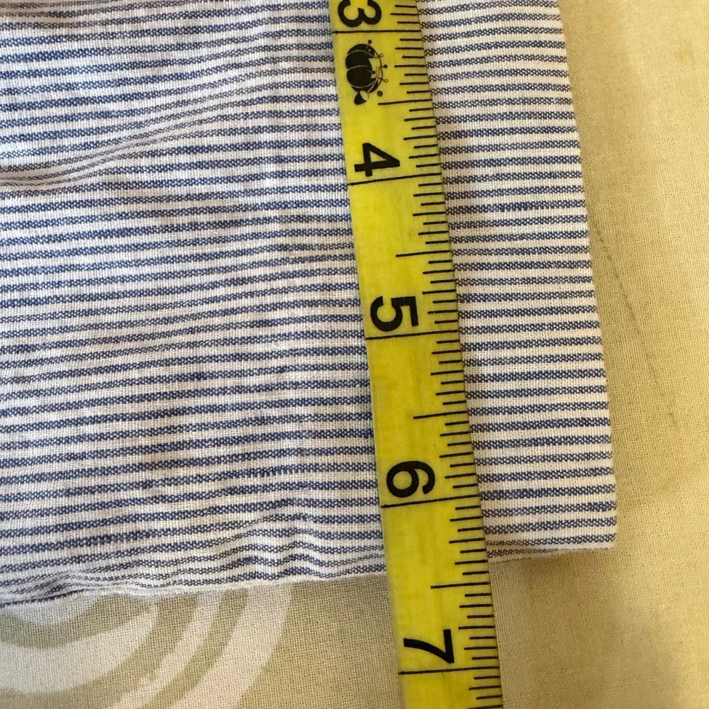 Banana Republic Avery Trousers Women 4 Blue White Seersucker Striped Linen Blend